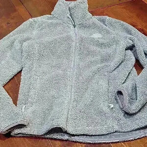 North‎ face womens Grey white zipper pockets